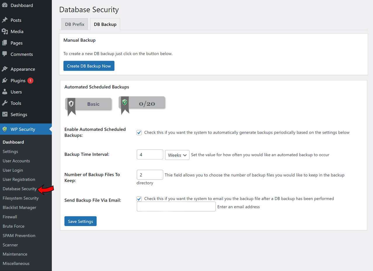 manual db backup